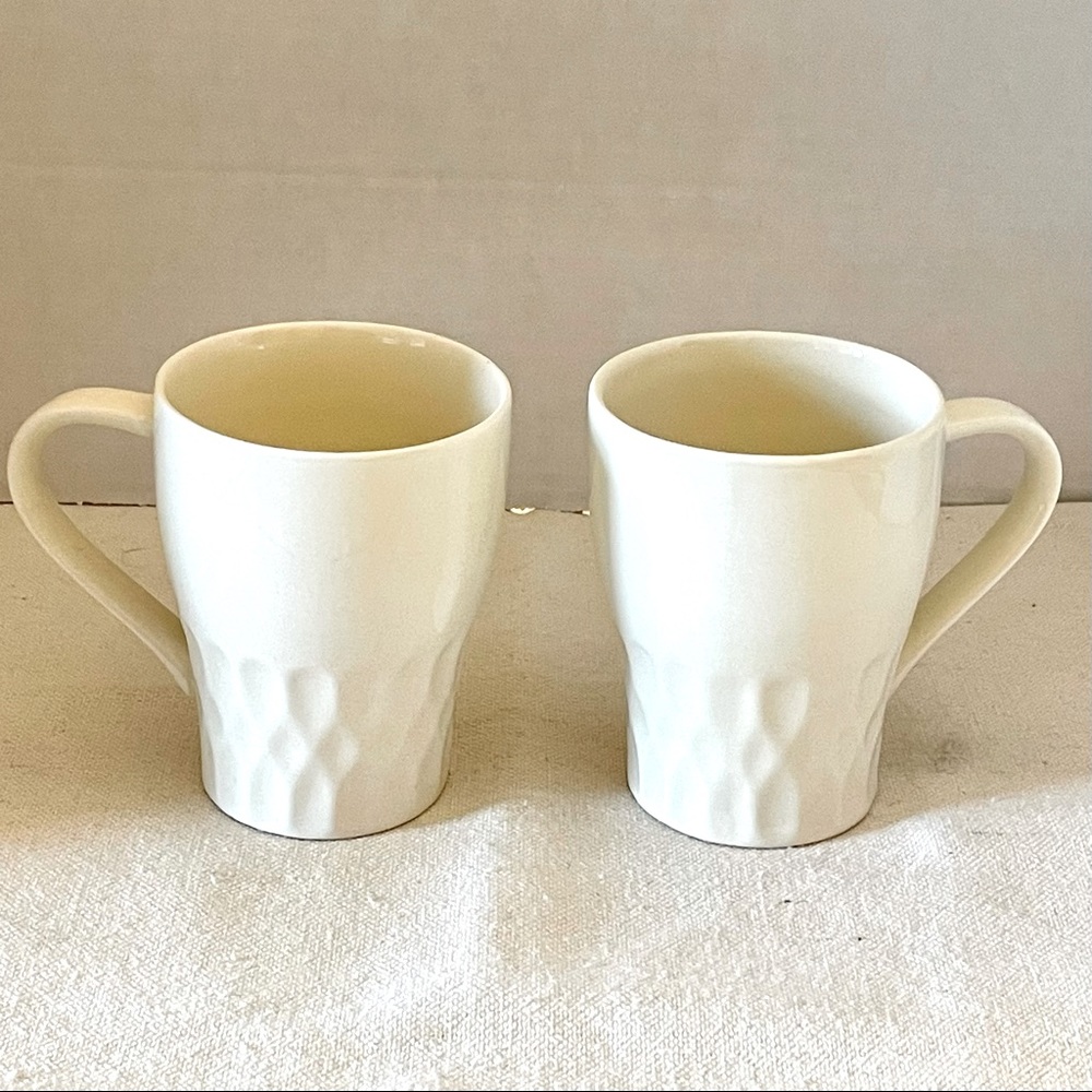 Starbucks 2008 Ivory 2 Coffee/Tea Mugs 12 fl oz/350ml By Design House Stockholm
